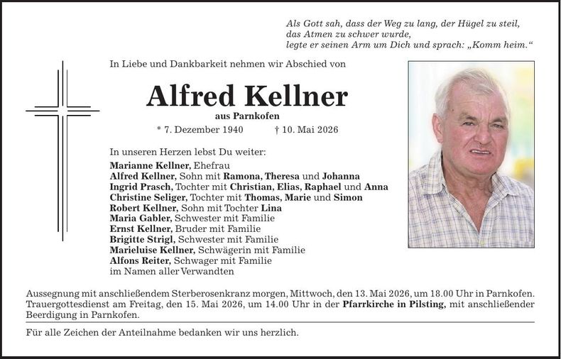Traueranzeige Alfred  Kellner