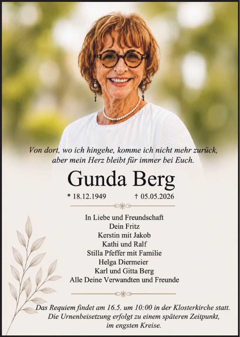 Traueranzeige Gunda Berg