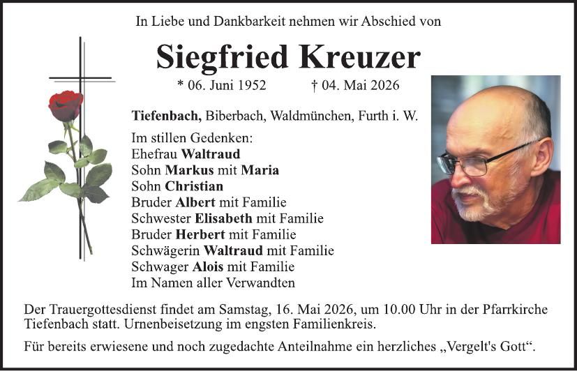 Traueranzeige Siegfried Kreuzer