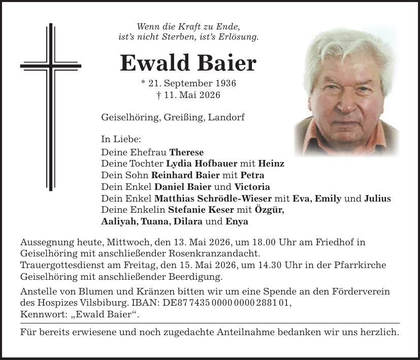 Traueranzeige Ewald Baier