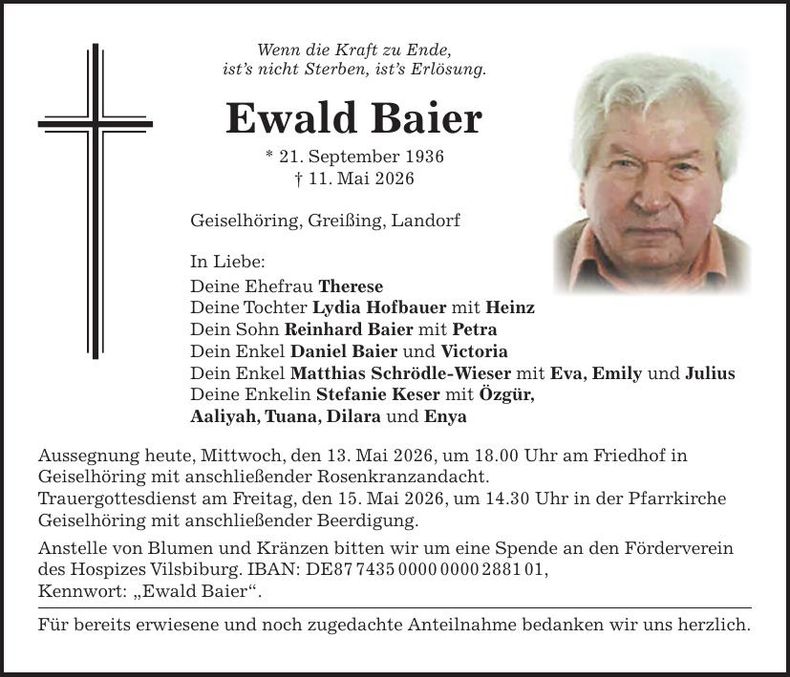 Traueranzeige Ewald Baier