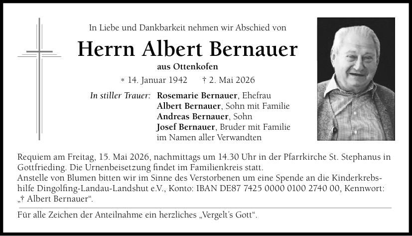 Traueranzeige Albert Bernauer