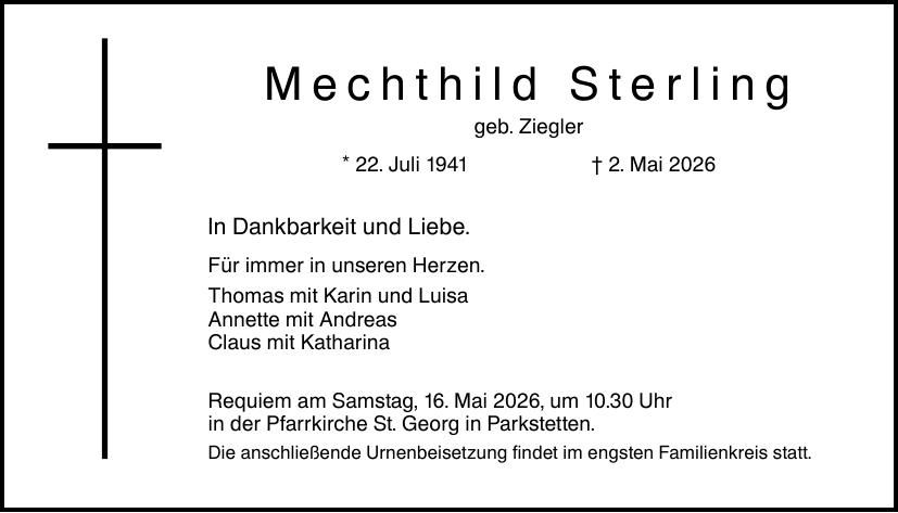 Traueranzeige Mechthild Sterling