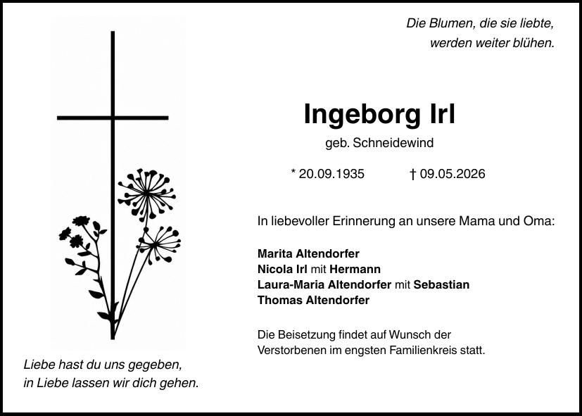 Traueranzeige Ingeborg Irl