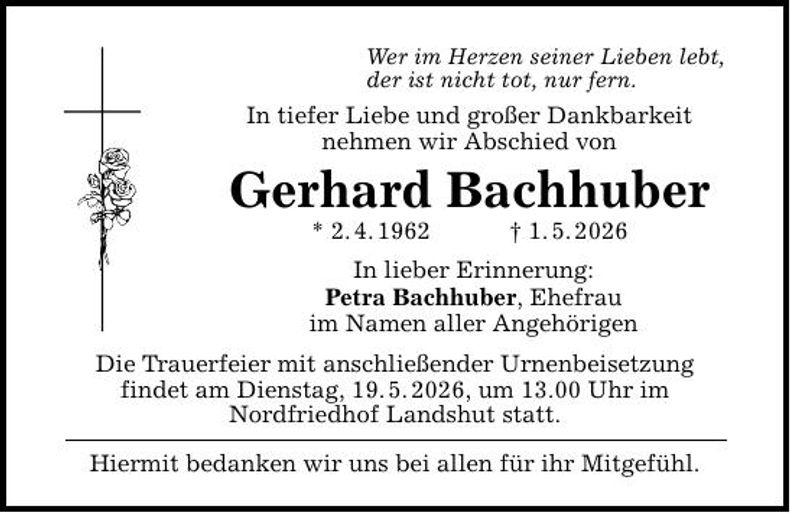Traueranzeige Gerhard Bachhuber