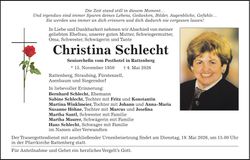 Traueranzeige Christina Schlecht