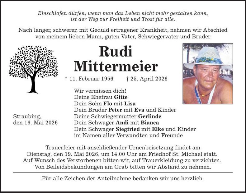Traueranzeige Rudi Mittermeier