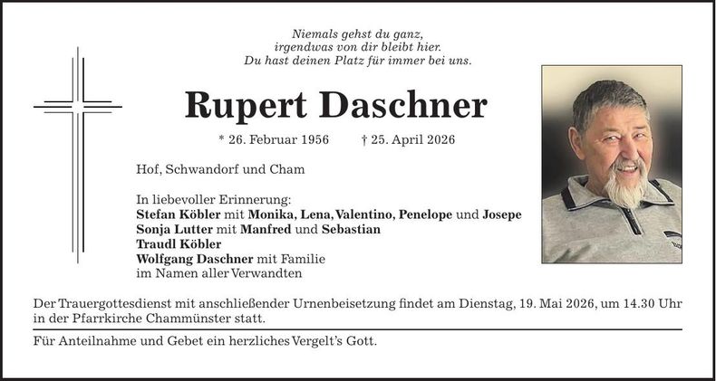 Traueranzeige Rupert Daschner