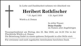 Traueranzeige Heribert Rothfischer