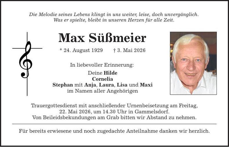 Traueranzeige Max Süßmeier