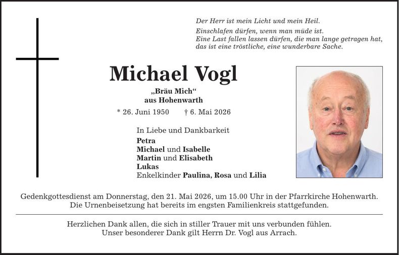 Traueranzeige Michael Vogl