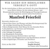 Traueranzeige Manfred Feierfeil