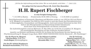 Traueranzeige Rupert H.H. Fischberger