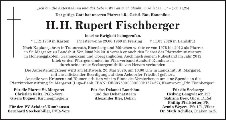 Traueranzeige Rupert H.H. Fischberger
