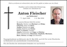 Traueranzeige Anton Fleischer