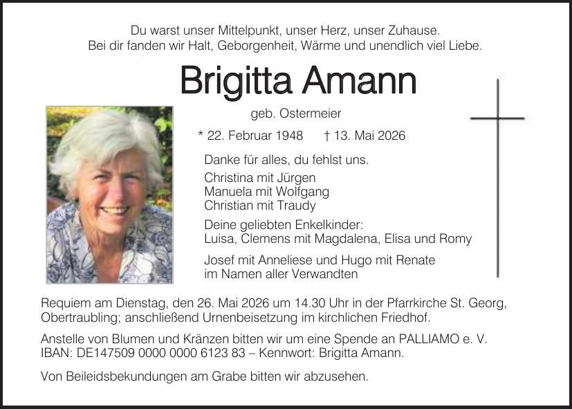 Traueranzeige Brigitta Amann