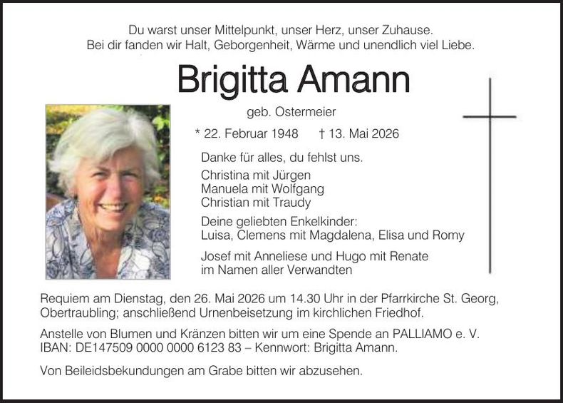 Traueranzeige Brigitta Amann