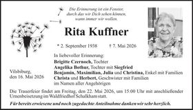 Traueranzeige Rita Kuffner