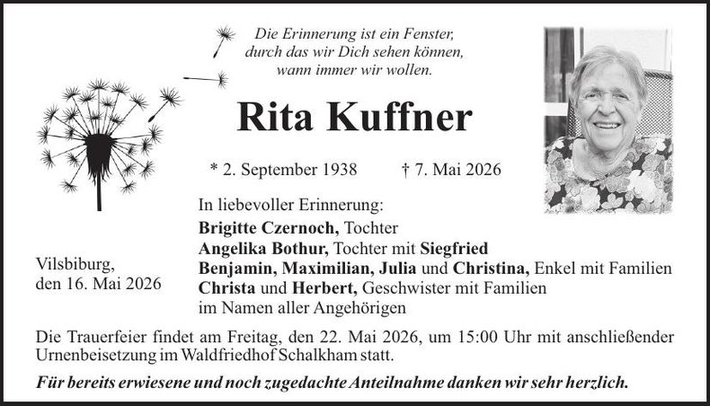 Traueranzeige Rita Kuffner