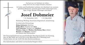 Traueranzeige Josef Dobmeier