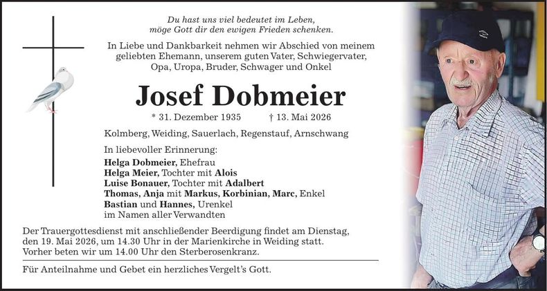 Traueranzeige Josef Dobmeier