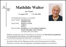 Traueranzeige Mathilde Walter