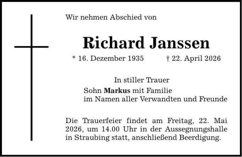 Traueranzeige Richard Janssen