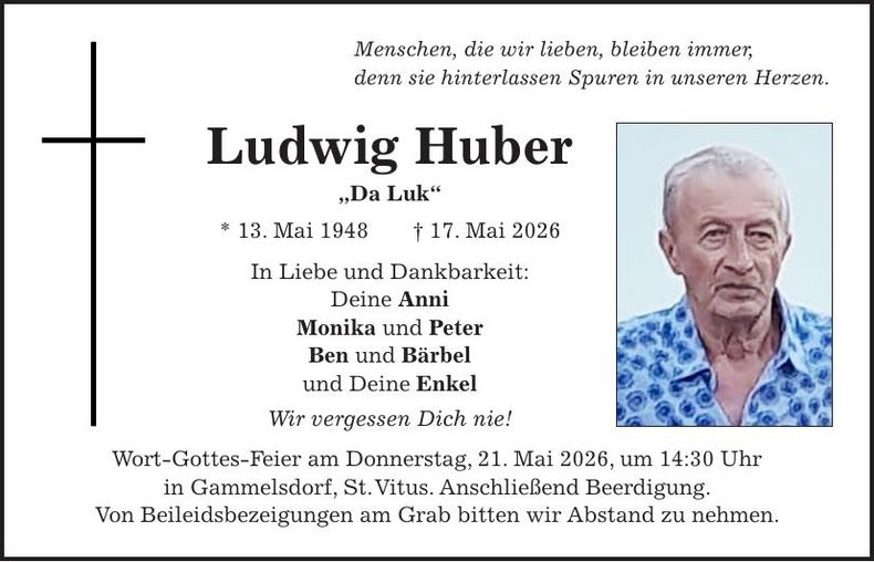 Traueranzeige Ludwig Huber