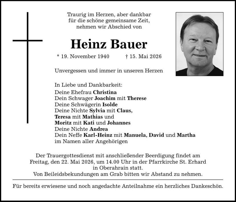 Traueranzeige Heinz Bauer
