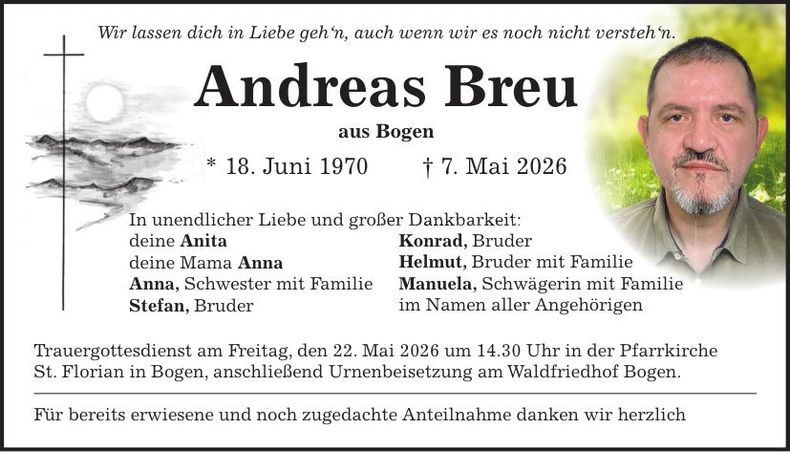 Traueranzeige Andreas Breu