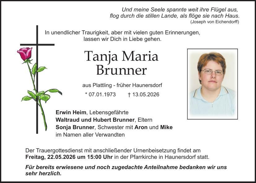 Traueranzeige Tanja Maria Brunner