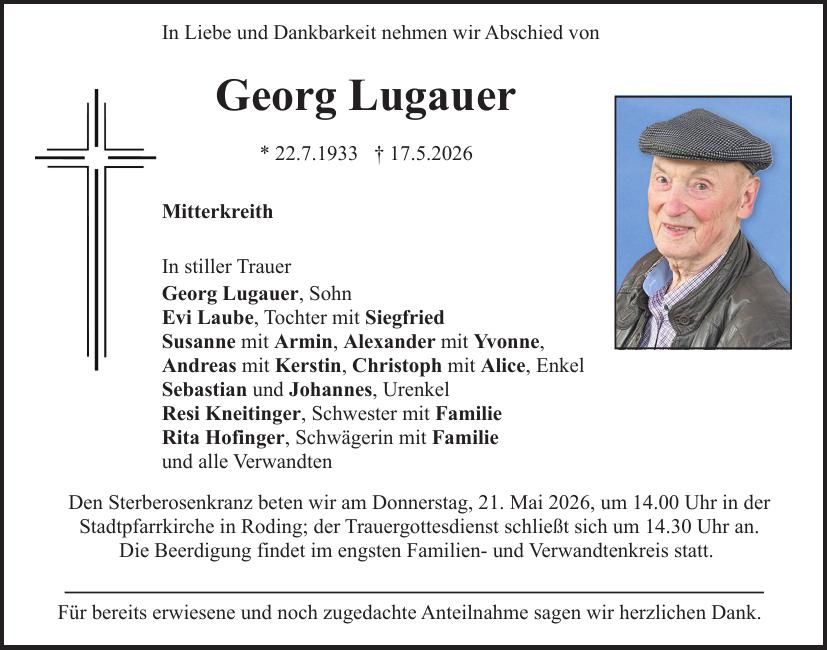 Traueranzeige Georg Lugauer