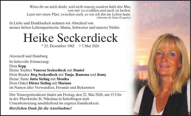 Traueranzeige Heike Seckerdieck