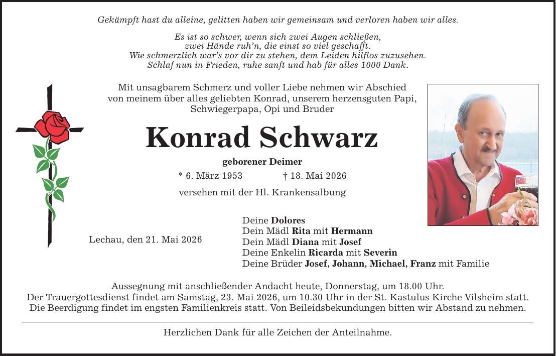 Traueranzeige Konrad Schwarz