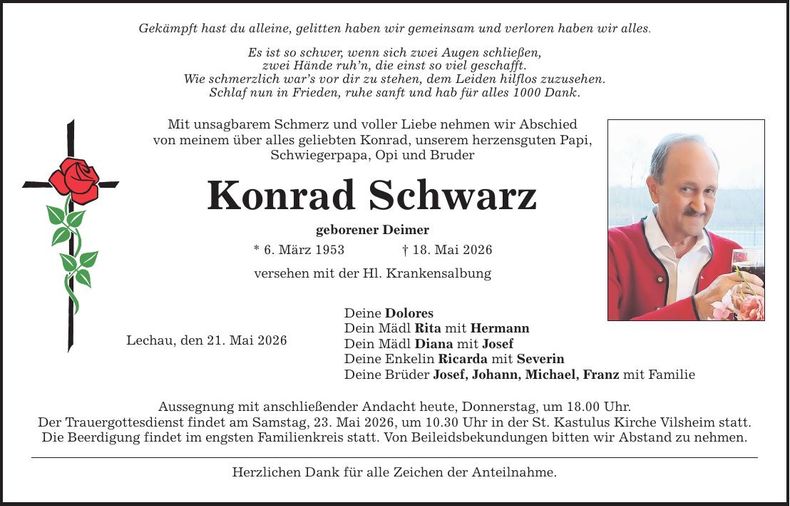 Traueranzeige Konrad Schwarz