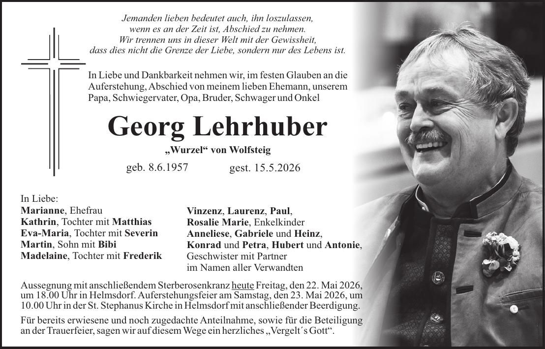 Traueranzeige Georg Lehrhuber