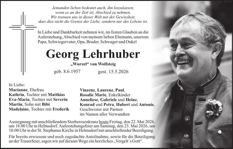 Traueranzeige Georg Lehrhuber