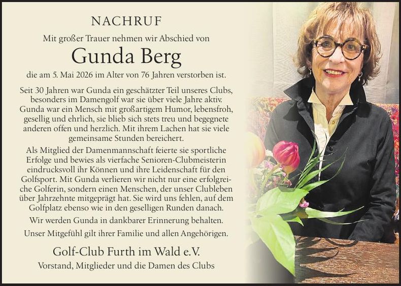 Traueranzeige Gunda Berg