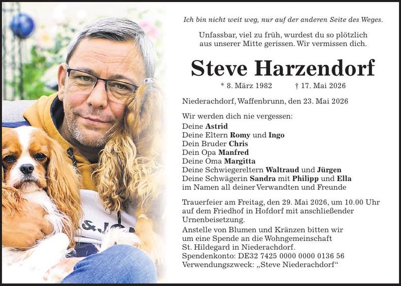 Traueranzeige Steve  Harzendorf