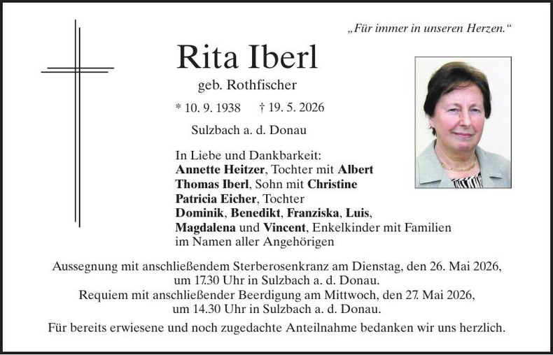 Traueranzeige Rita Iberl