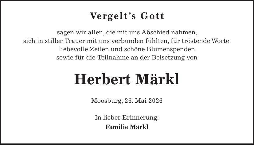 Traueranzeige Herbert Märkl