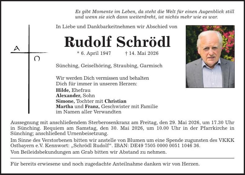 Traueranzeige Rudolf Schroedl