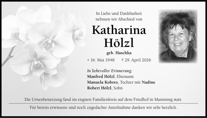 Traueranzeige Katharina Hölzl