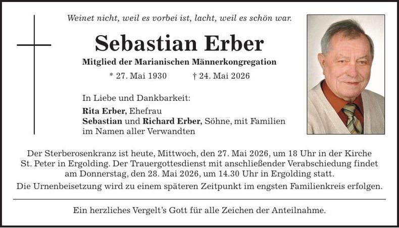 Traueranzeige Sebastian Erber