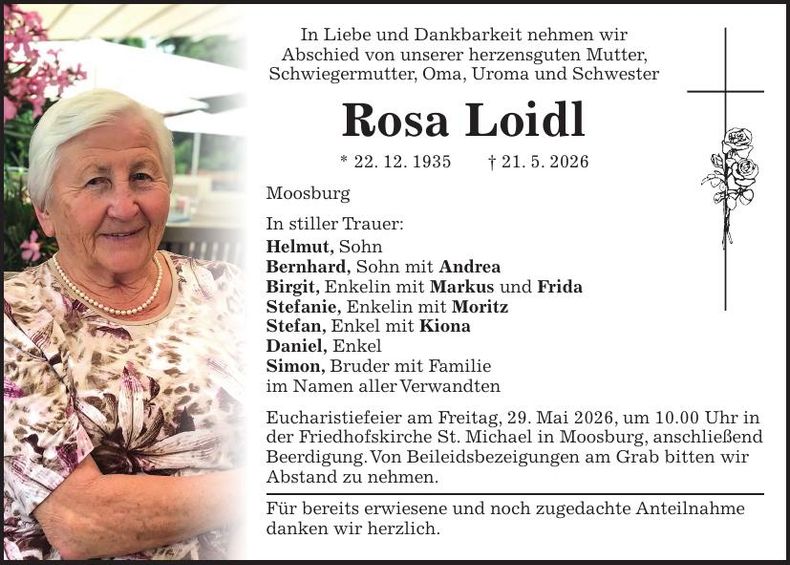 Traueranzeige Rosa Loidl
