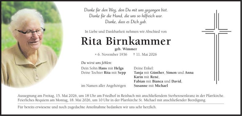 Traueranzeige Rita Birnkammer 
