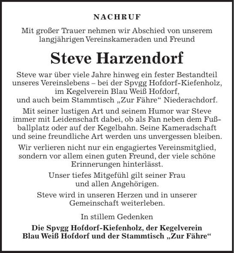 Traueranzeige Sven Harzendorf
