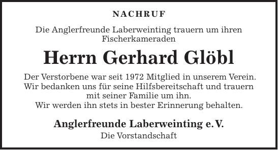 Traueranzeige Gerhard Glöbl
