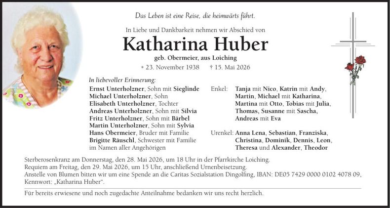 Traueranzeige Katharina Huber