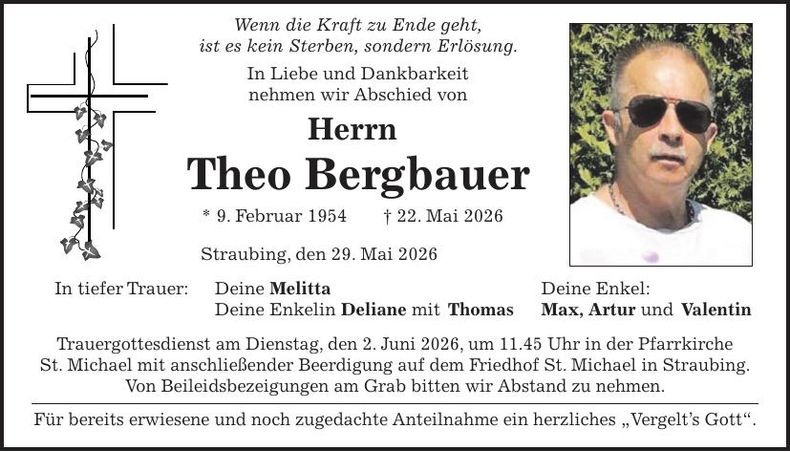 Traueranzeige Theo Bergbauer